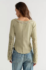 Amber Lace Cuff Long Sleeve Top