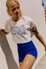 Hot Shot Embroidered Graphic Cropped Tee