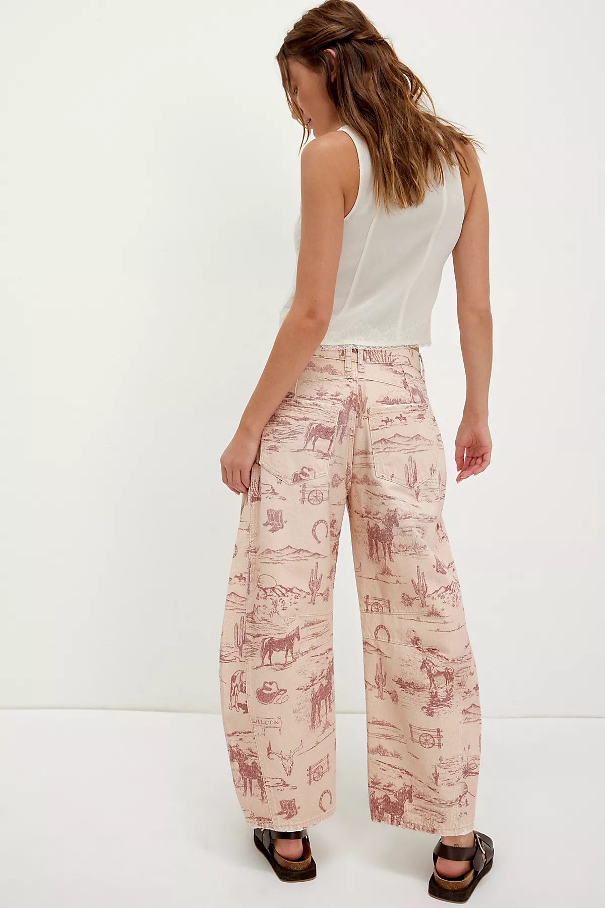 We The Free Good Luck Printed Barrel Jeans