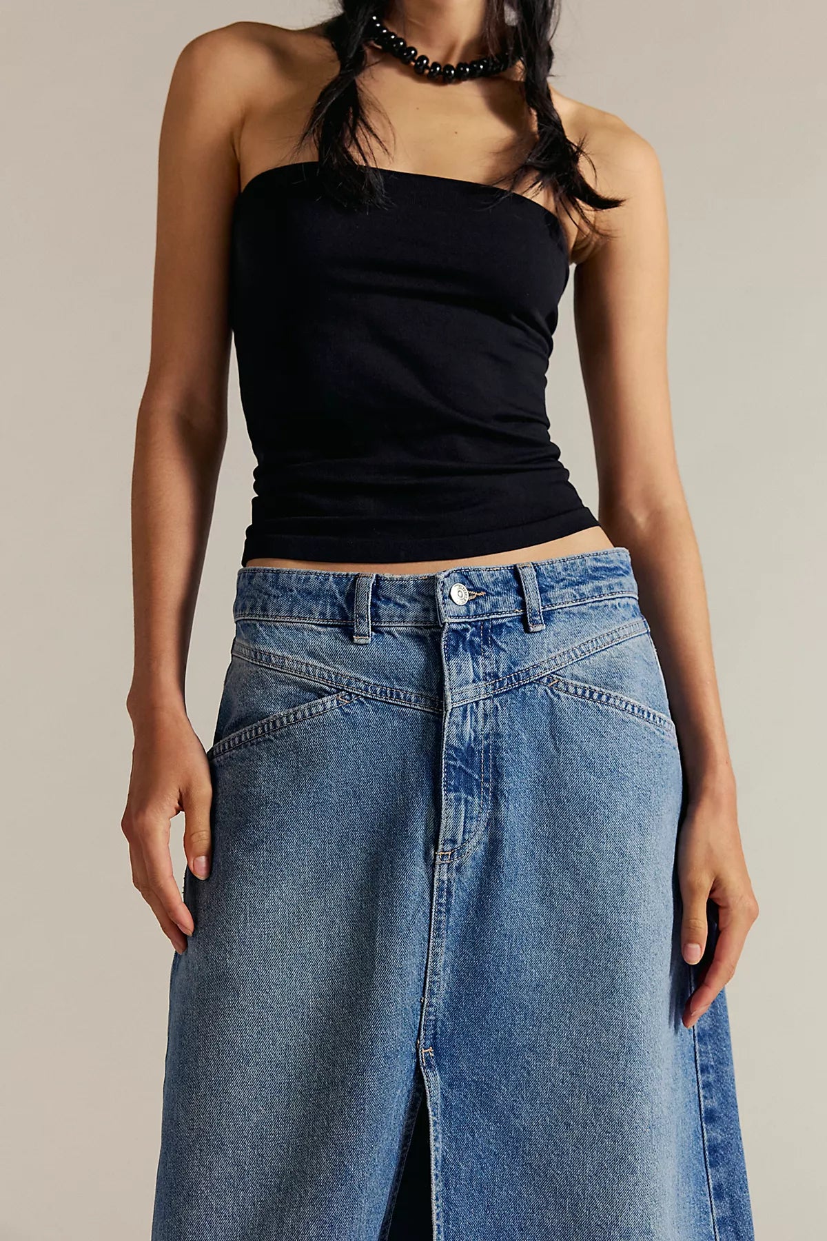 We The Free Come As You Are Denim Maxi Skirt