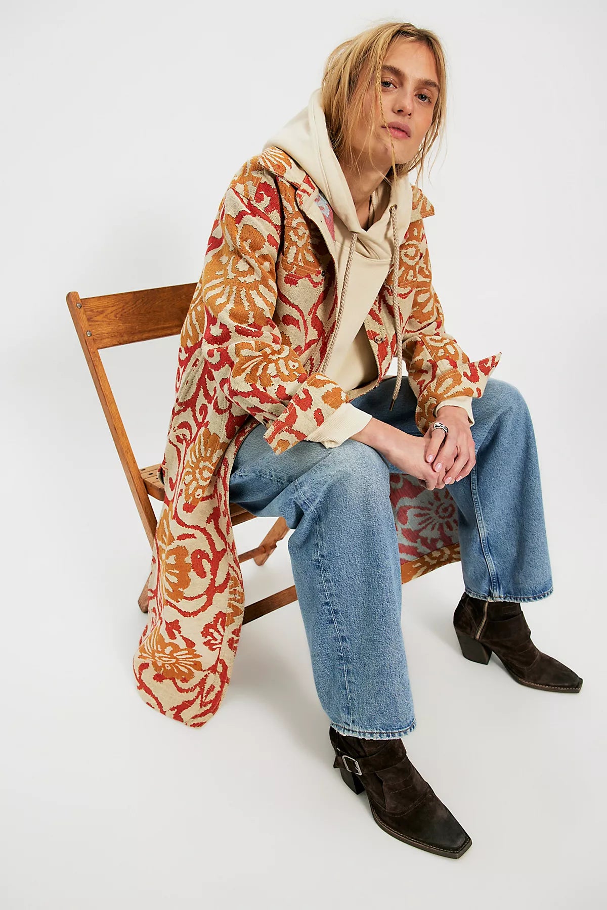We The Free Brick Lane Jacquard Maxi Shirt Jacket