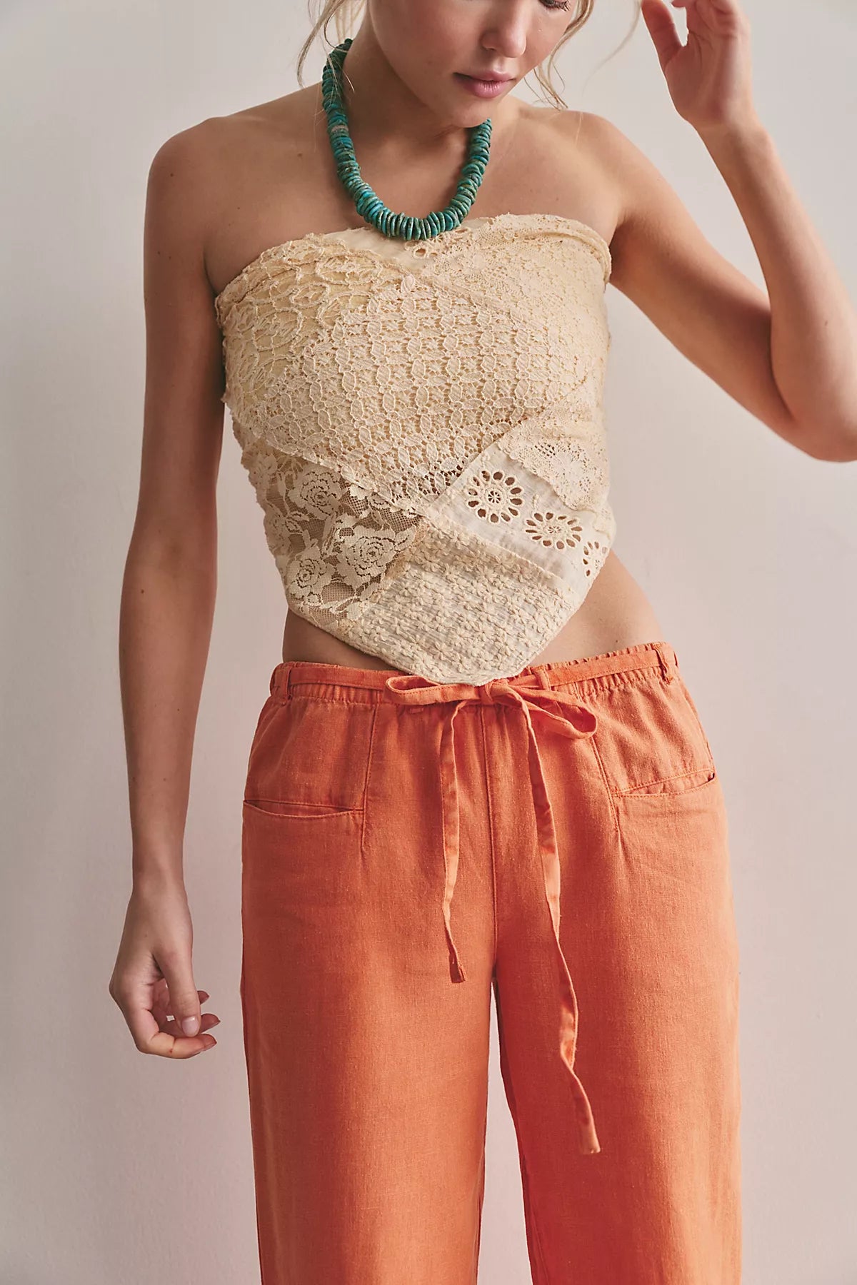 Break The Ice Linen Slouch Flare Pants