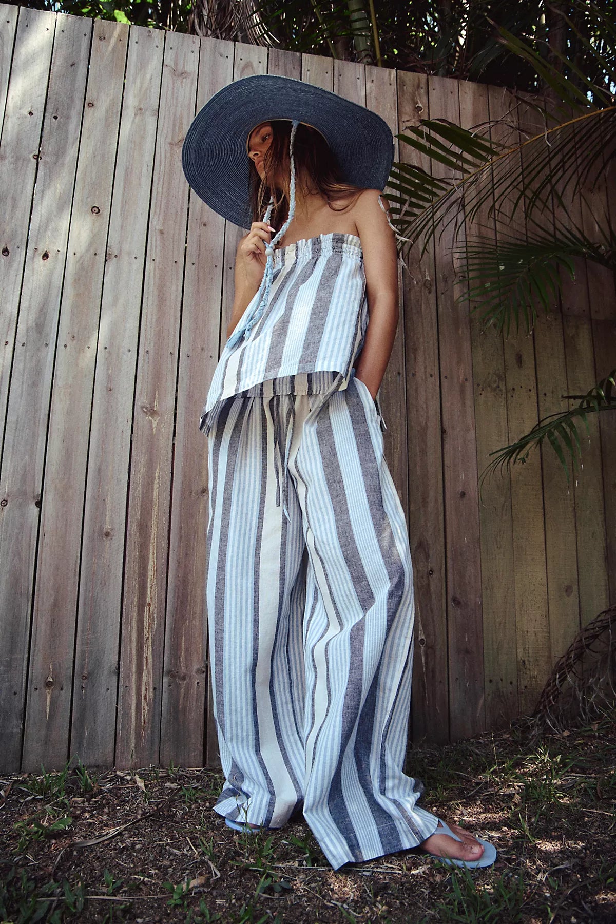 Corfu Striped Cotton-Linen Set