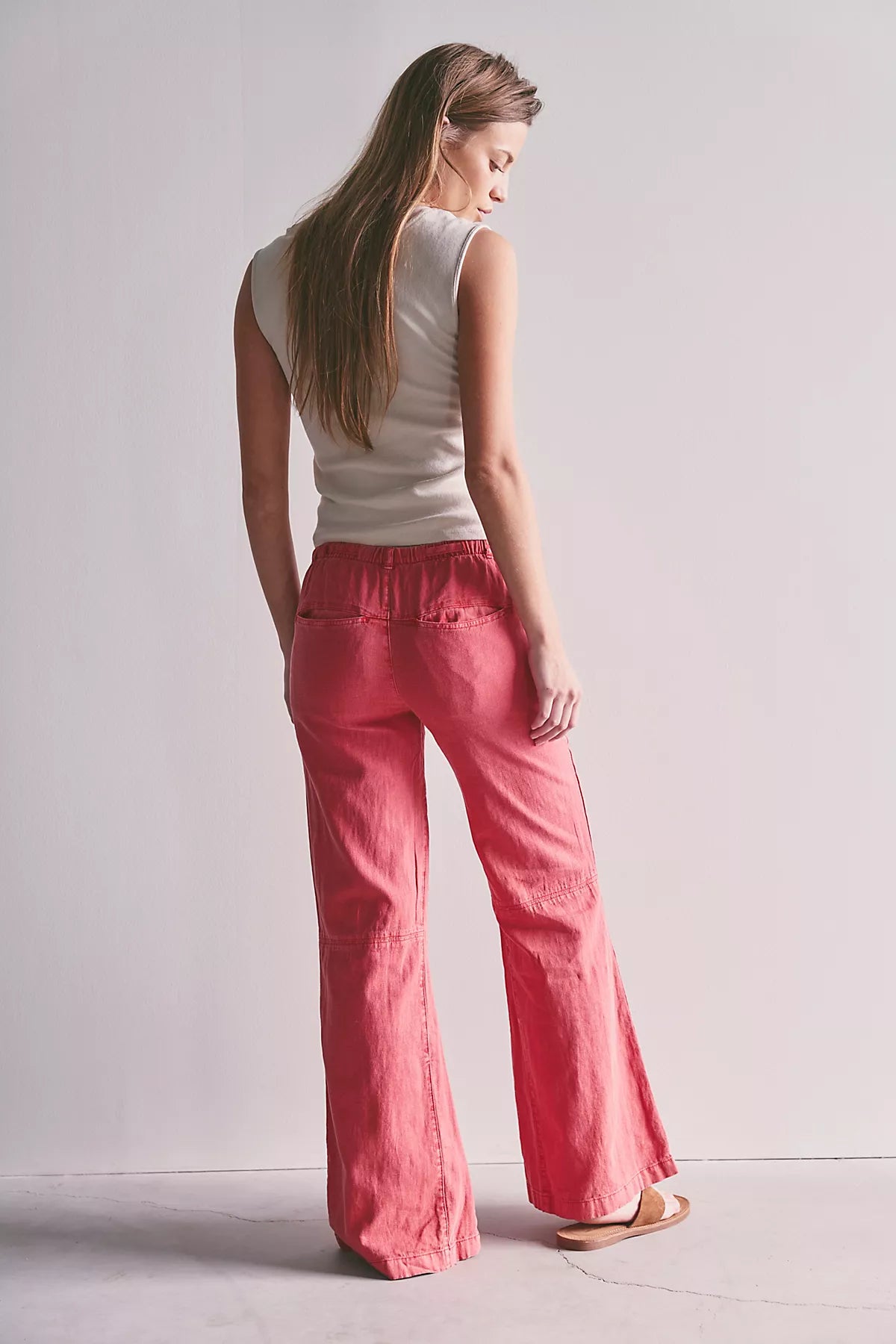 Break The Ice Linen Slouch Flare Pants