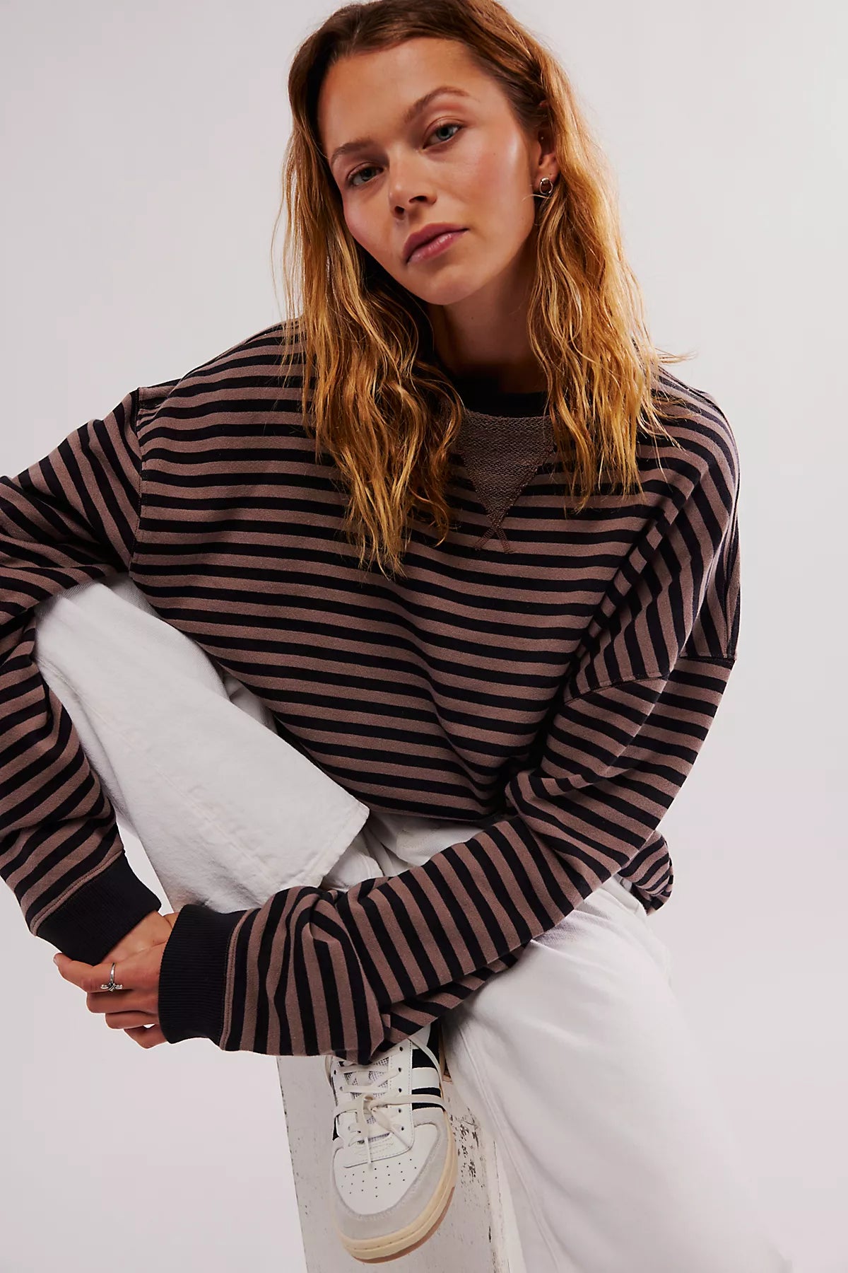 We The Free Classic Striped Oversized Crewneck