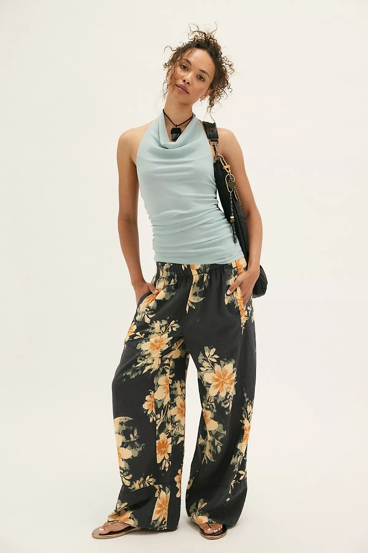 Day's End Linen Printed Pull-On Pants