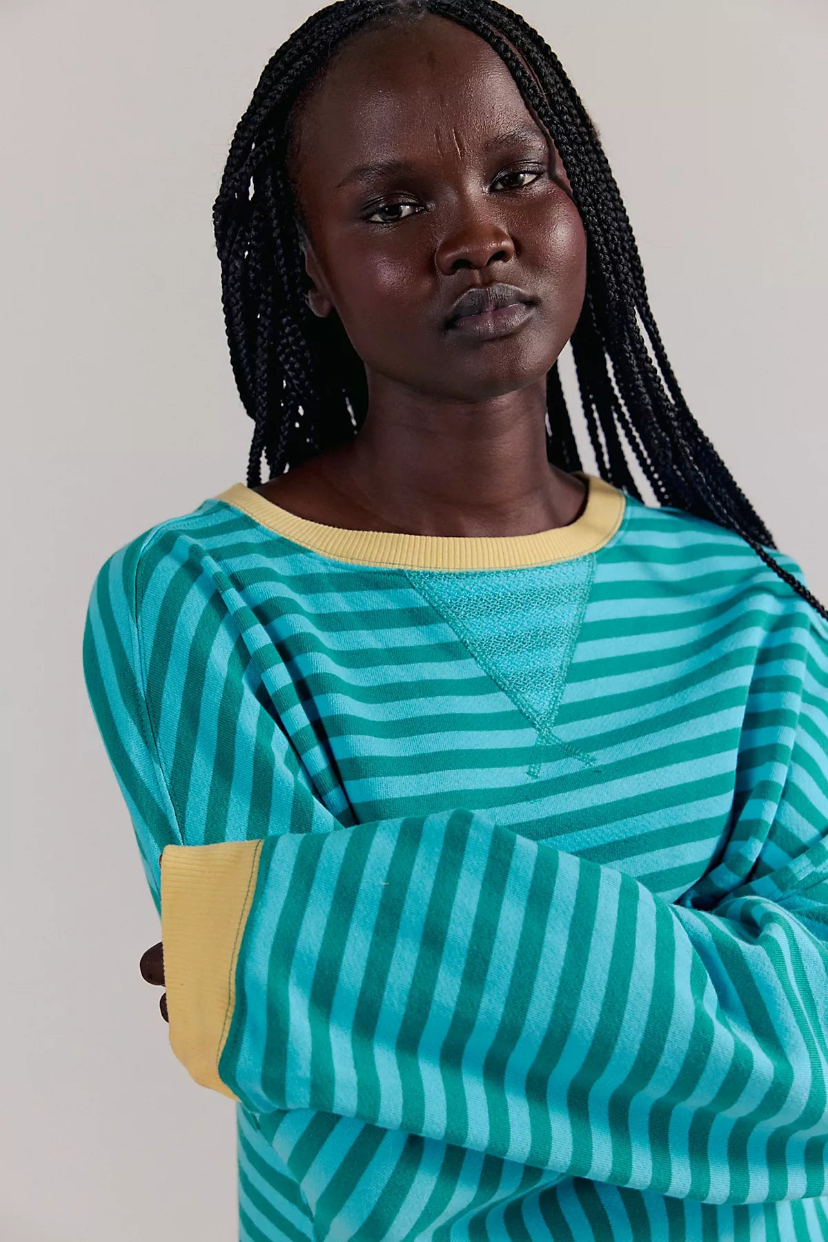 We The Free Classic Striped Oversized Crewneck