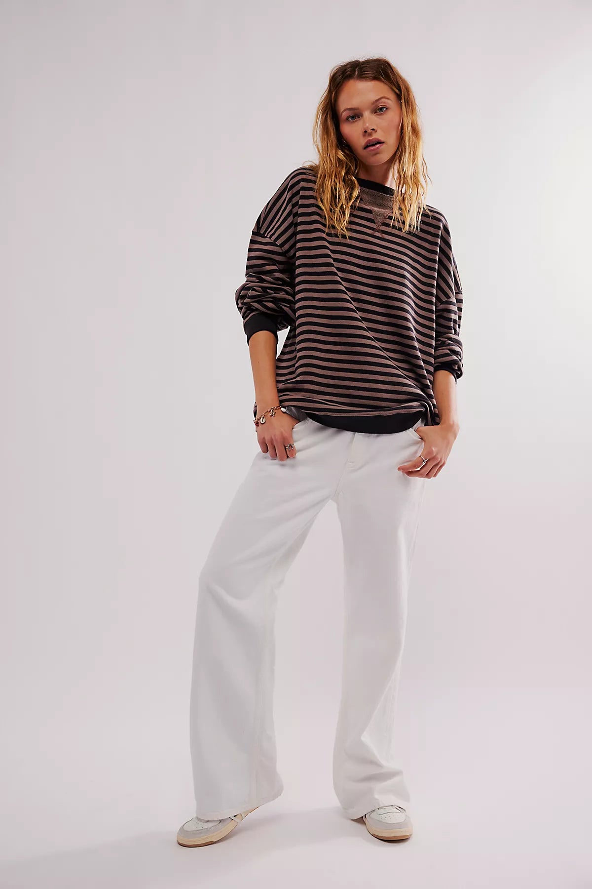 We The Free Classic Striped Oversized Crewneck