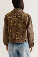 Denim And Bone Brass Hearts Studded Canvas Jacket