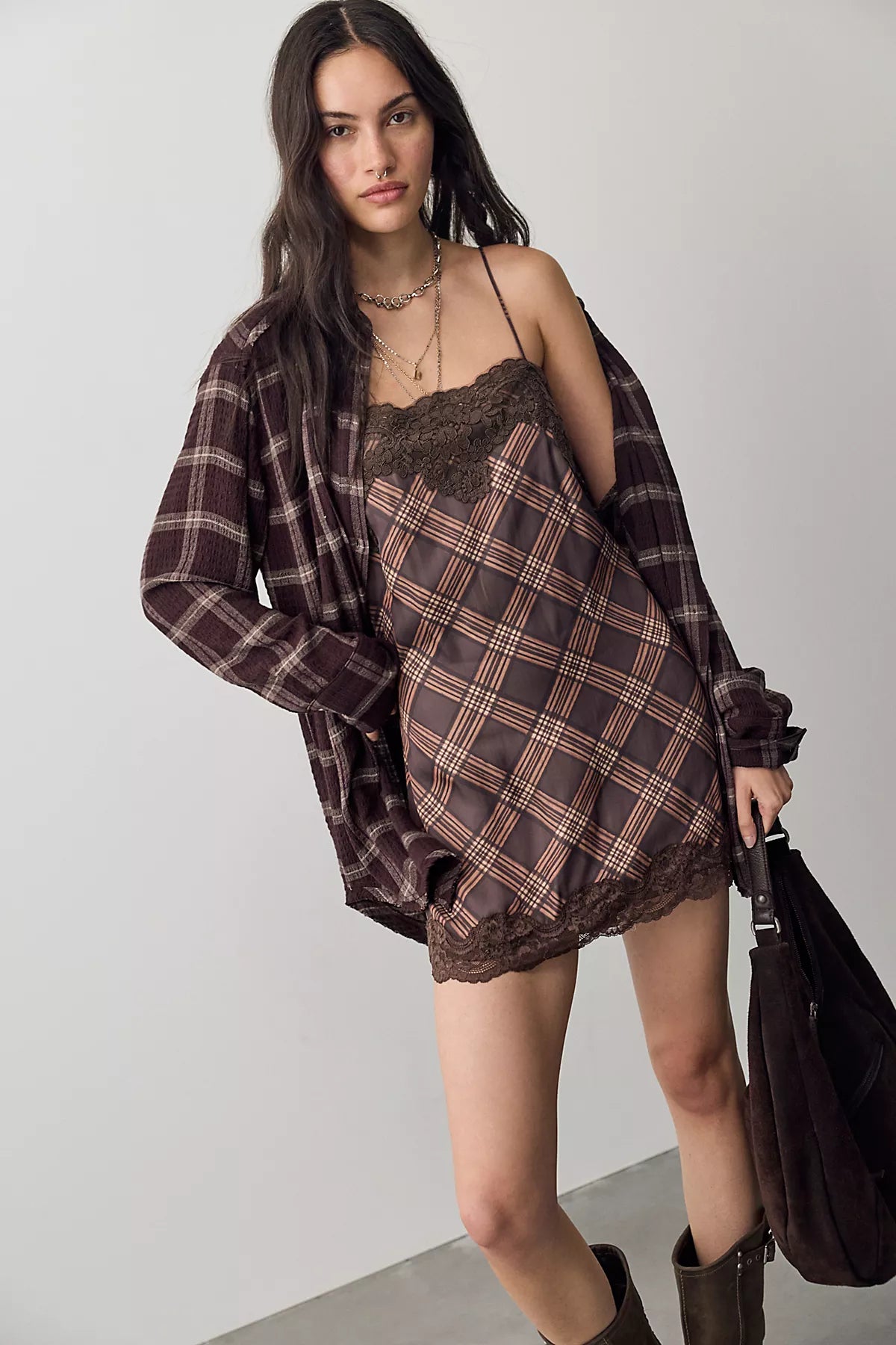 Canal Street Plaid Slip Dress Set