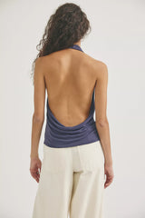 Cupro Cowl Neck Halter Top
