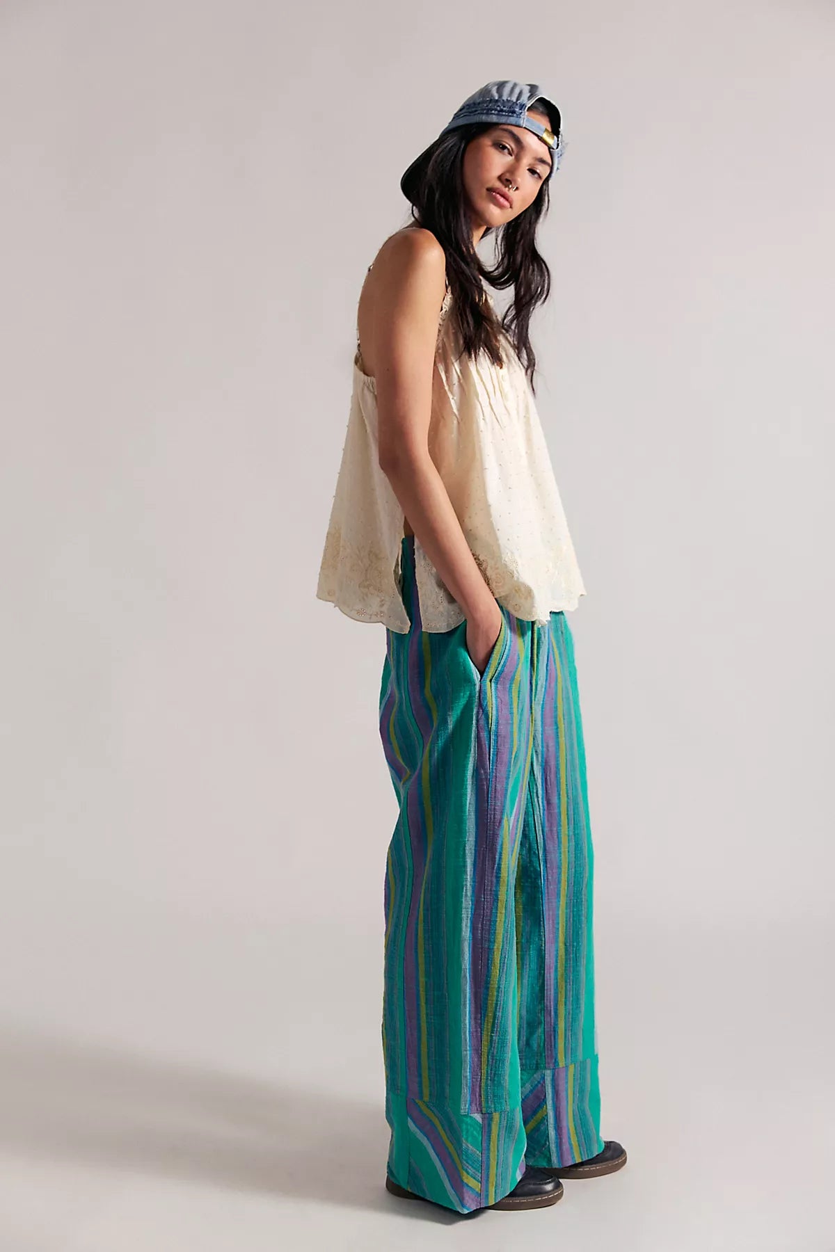 Day's End Linen Striped Pull-On Pants