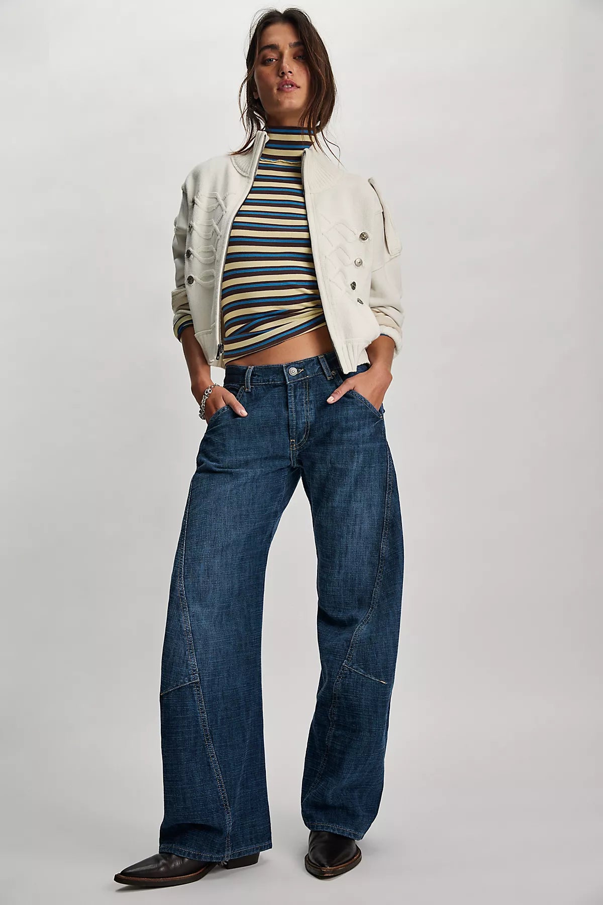 We The Free Highland Low-Rise Twisted Bowed Jeans