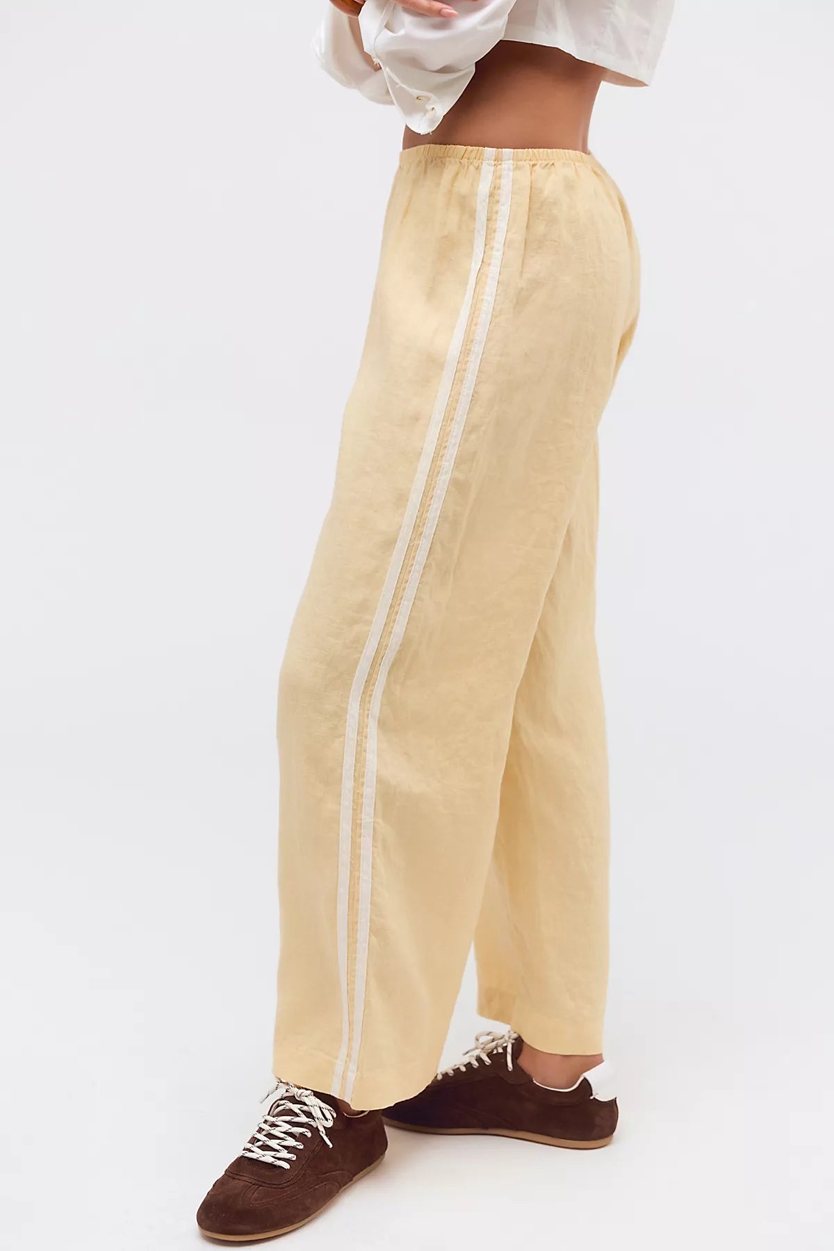 DONNI. The Linen Stripe Crop Pants
