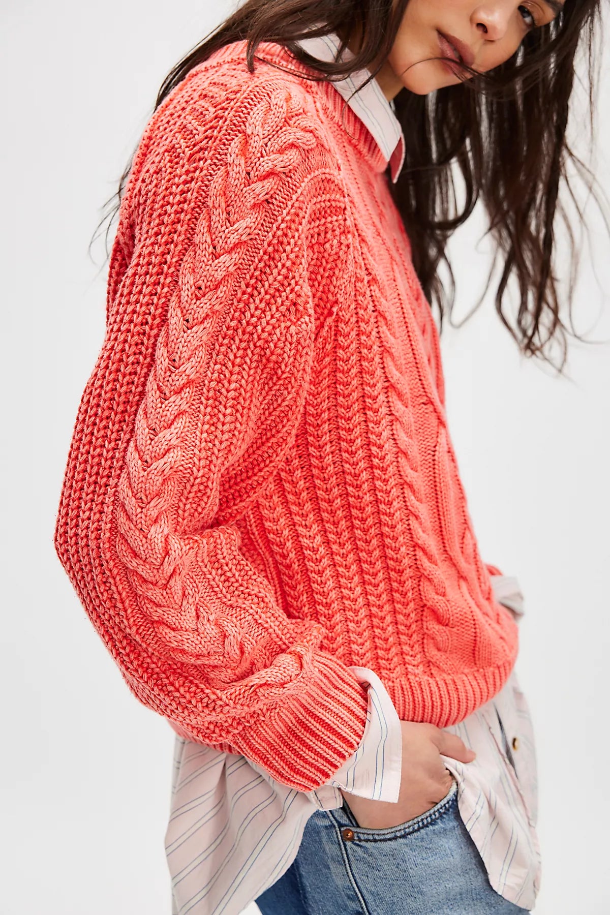 Frankie Cable Knit Cotton Sweater