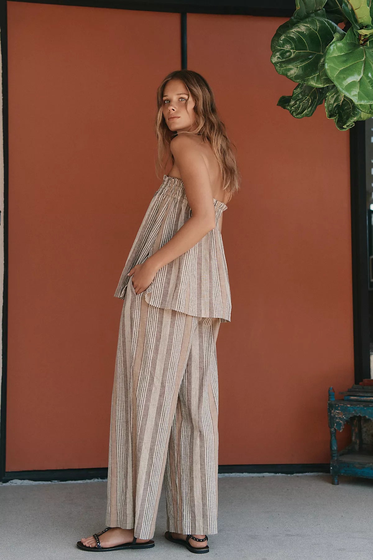 Corfu Striped Cotton-Linen Set