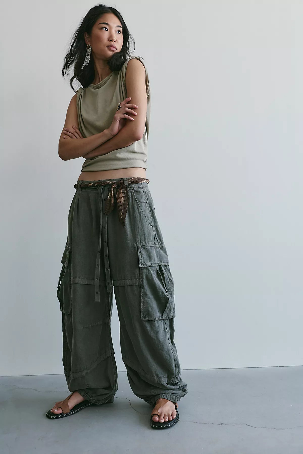 We The Free Reef Curved Linen Cargo Pants
