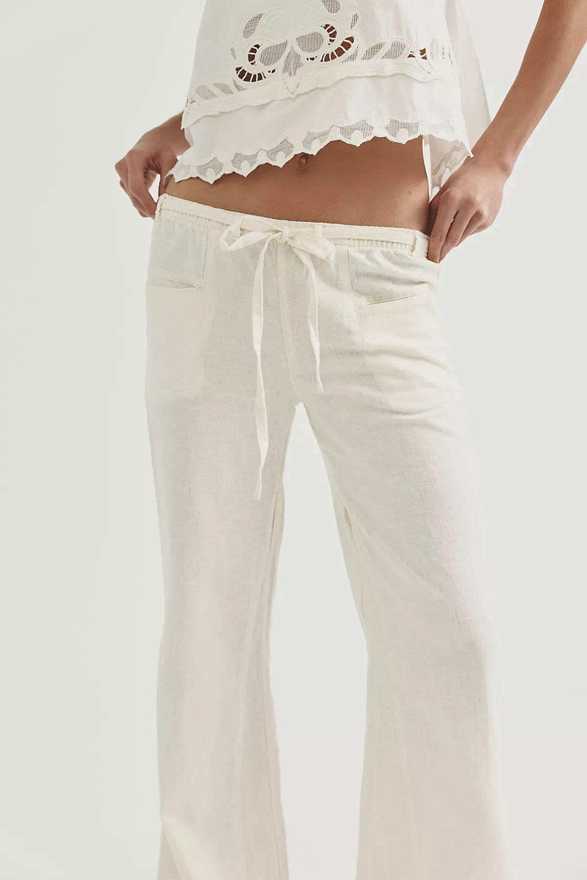 Break The Ice Linen Slouch Flare Pants