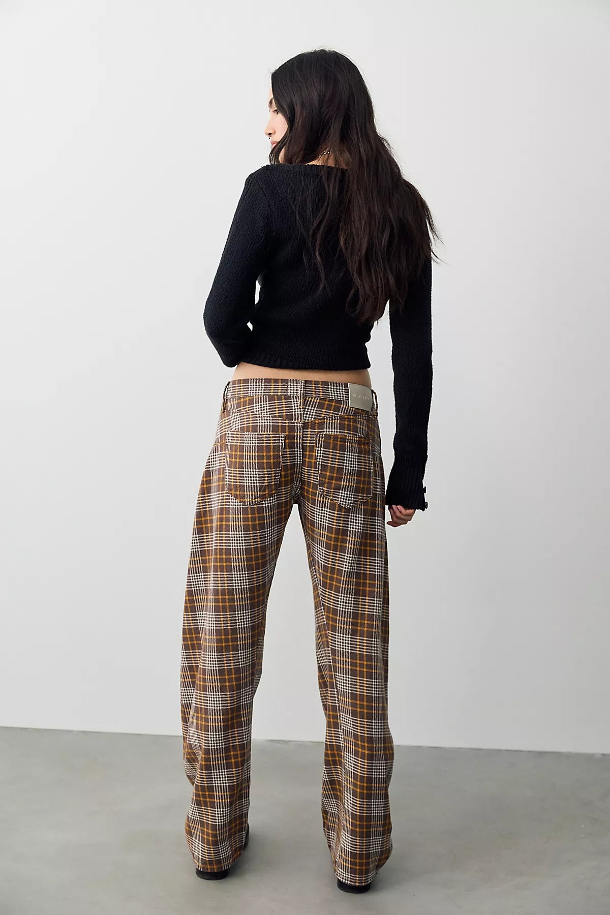 We The Free Fable Plaid Low-Rise Twisted Bowed Jeans