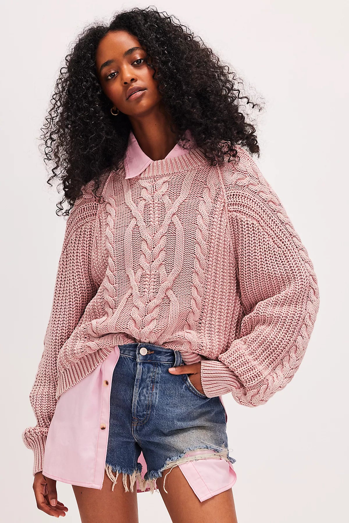 Frankie Cable Knit Cotton Sweater