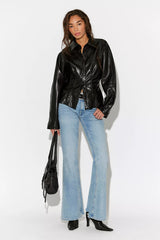 AGOLDE Devon Vegan Leather Button Down