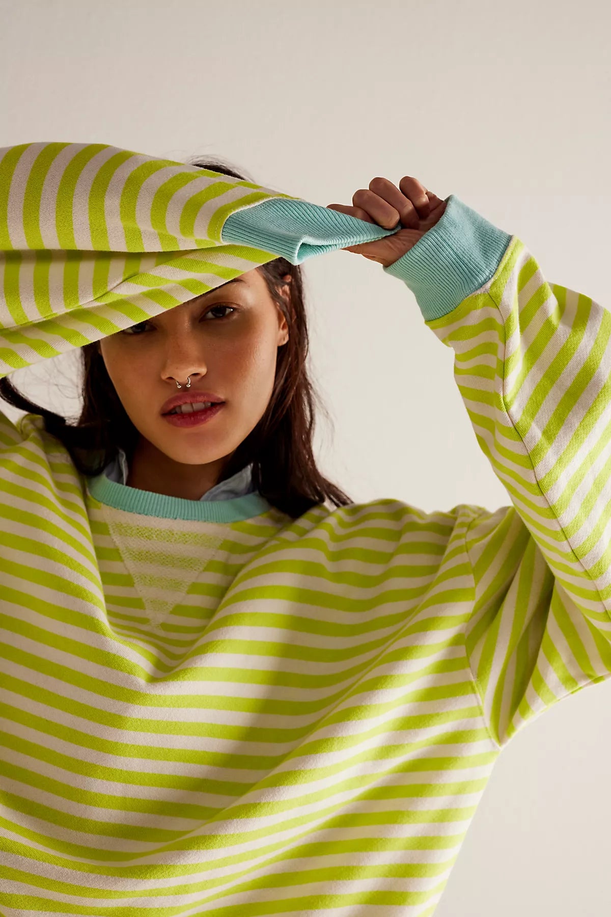 We The Free Classic Striped Oversized Crewneck