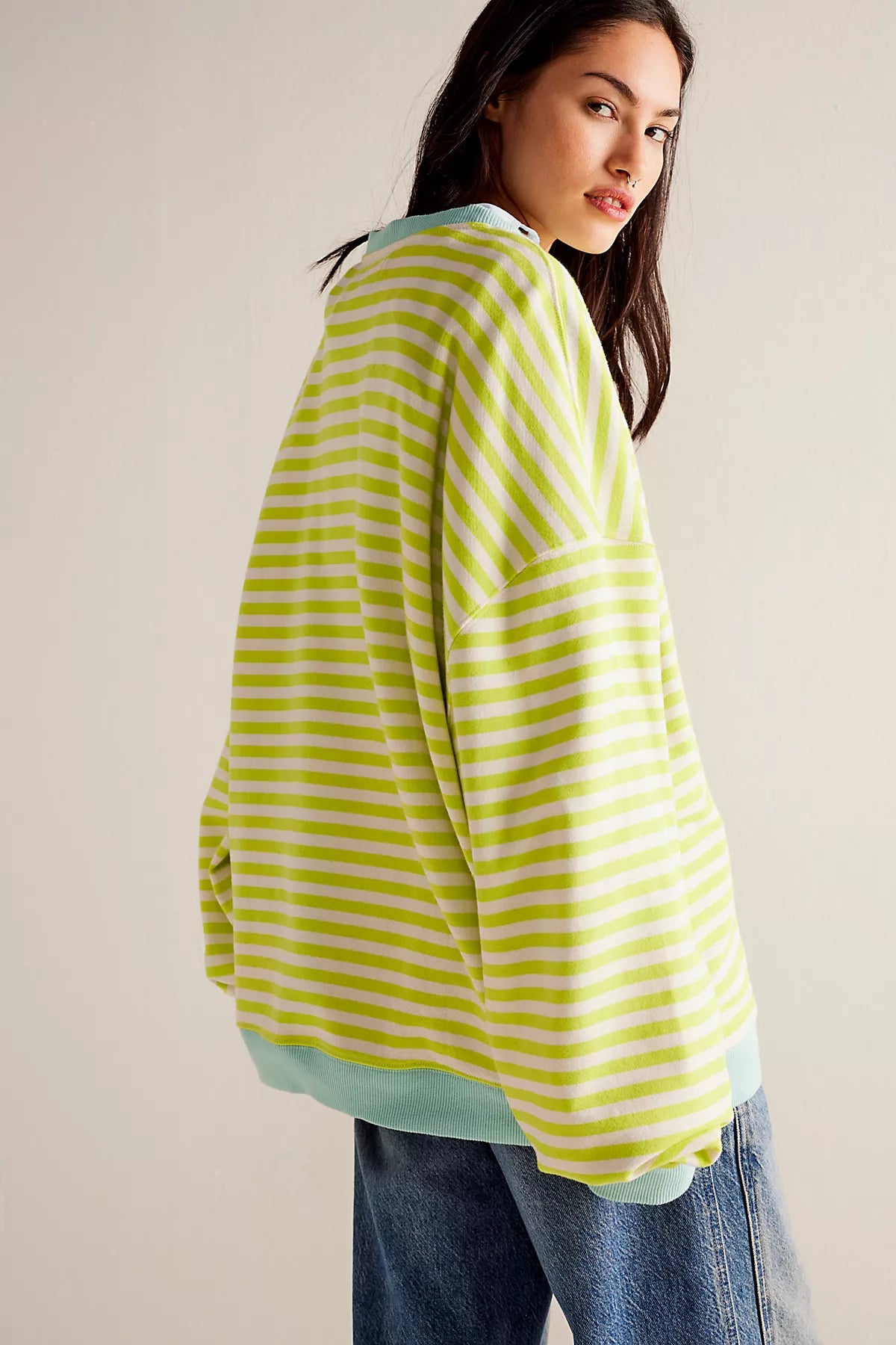We The Free Classic Striped Oversized Crewneck