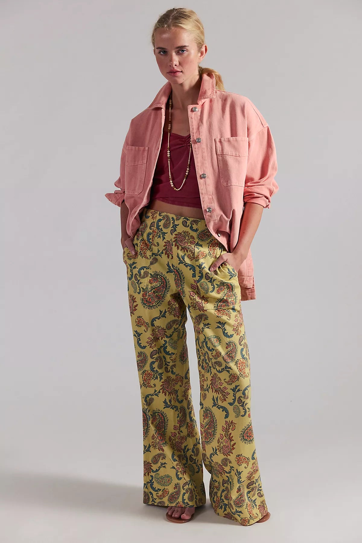 We The Free Breezy Printed Denim Pull-On Jeans