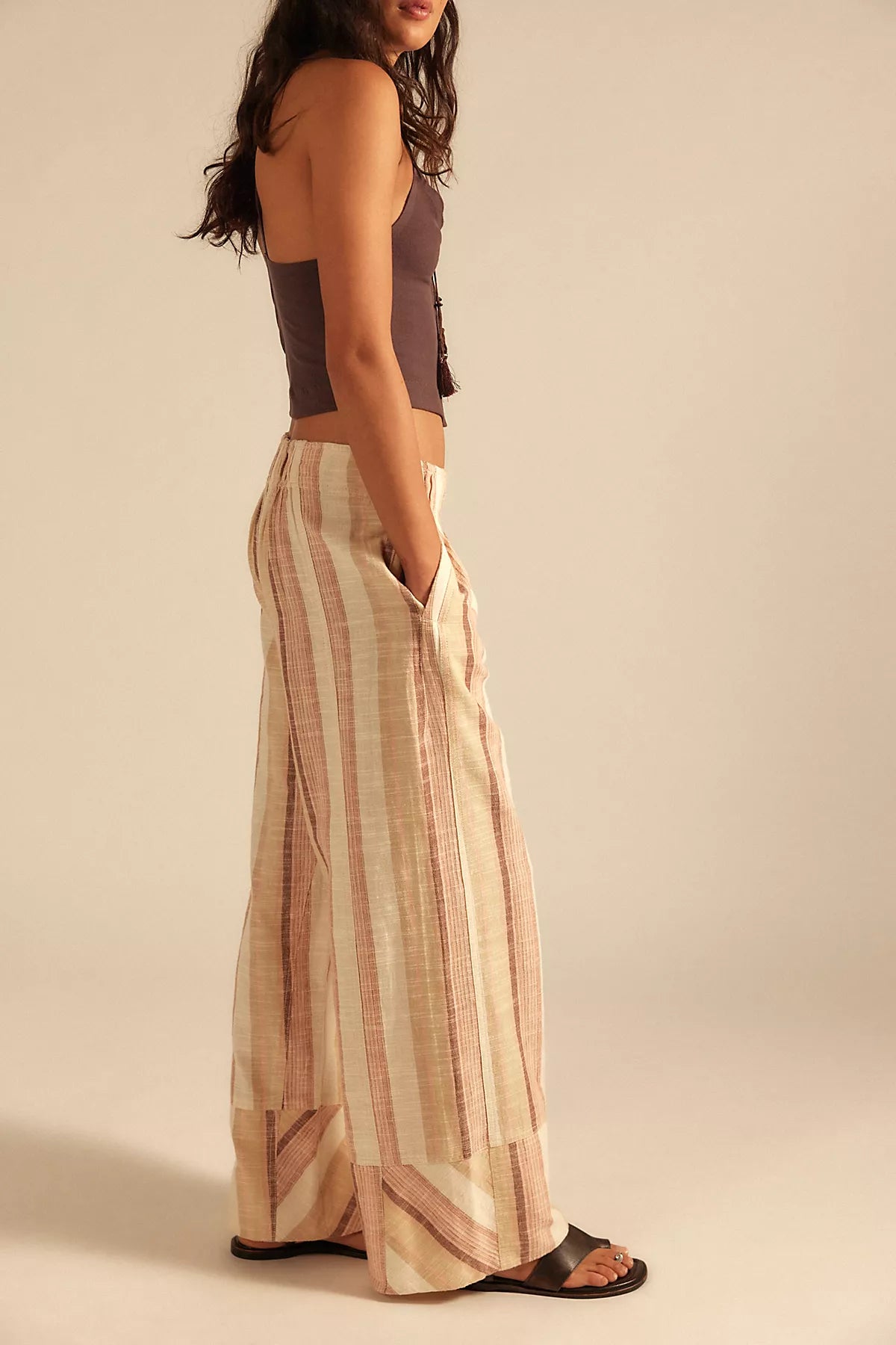 Day's End Linen Striped Pull-On Pants
