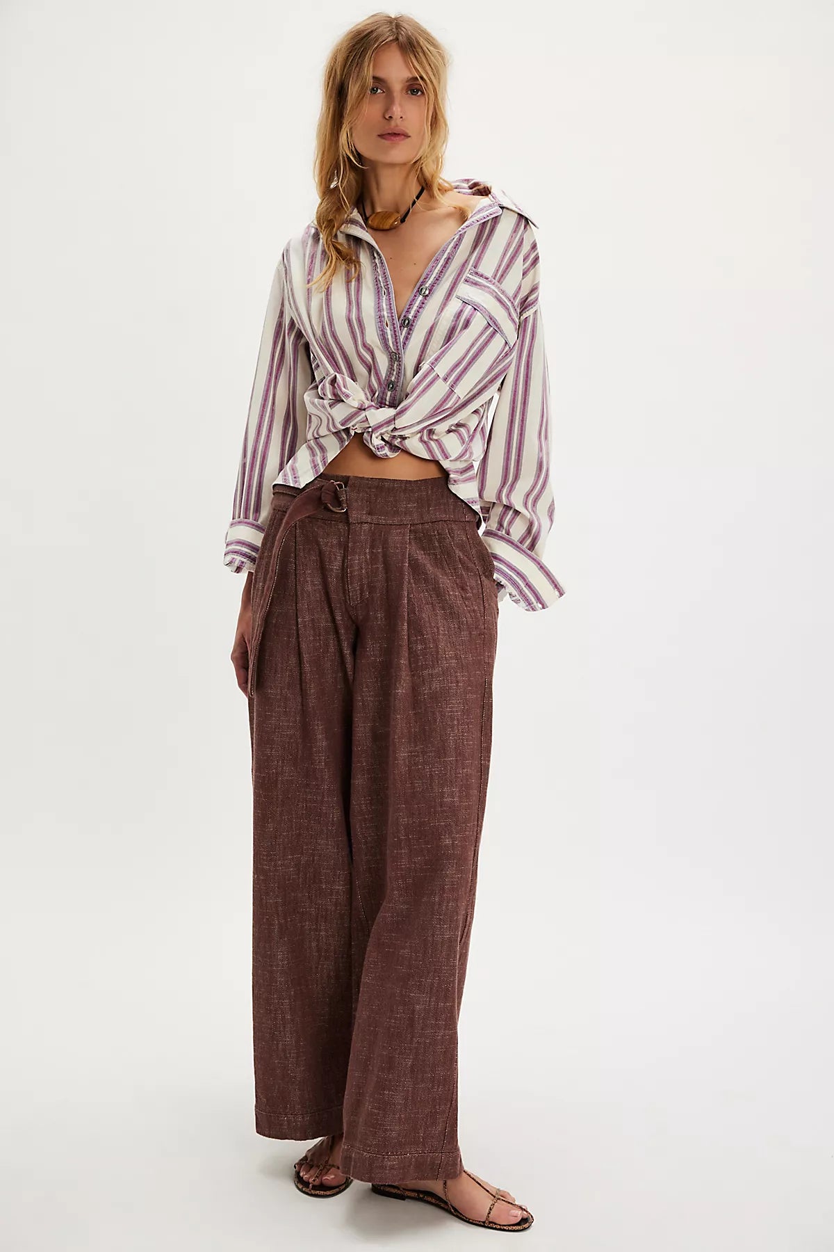 Ainsley Belted Wide-Leg Trousers
