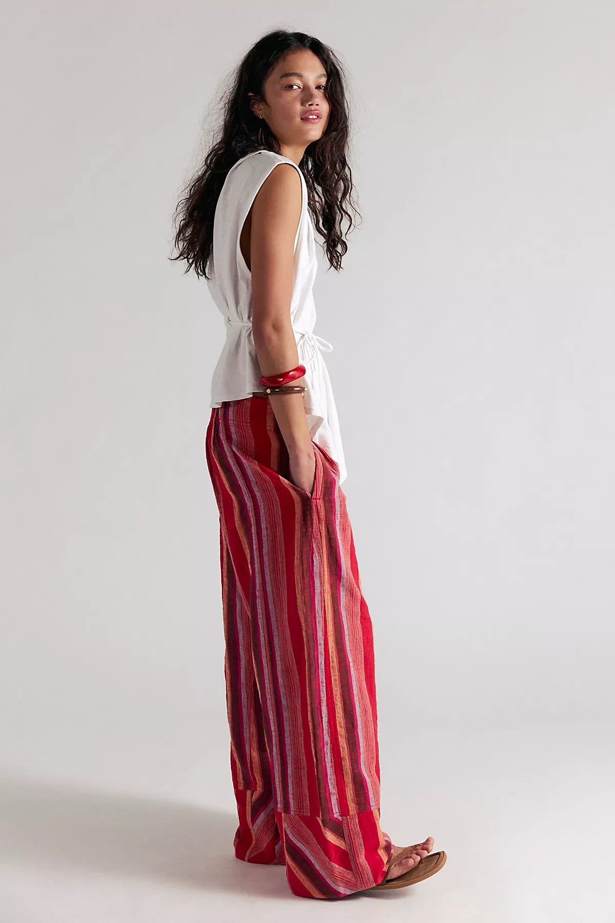 Day's End Linen Striped Pull-On Pants