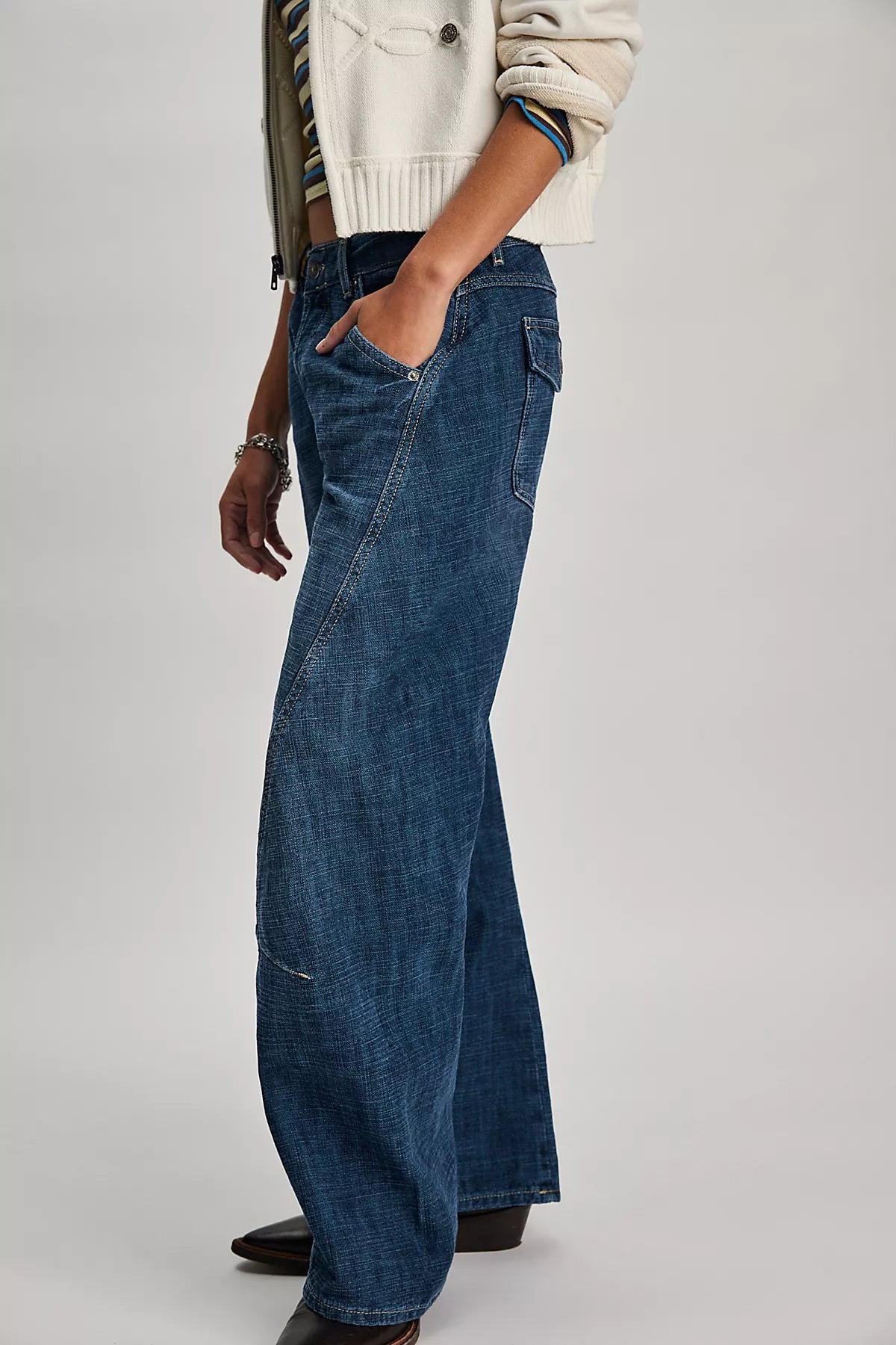 We The Free Highland Low-Rise Twisted Bowed Jeans