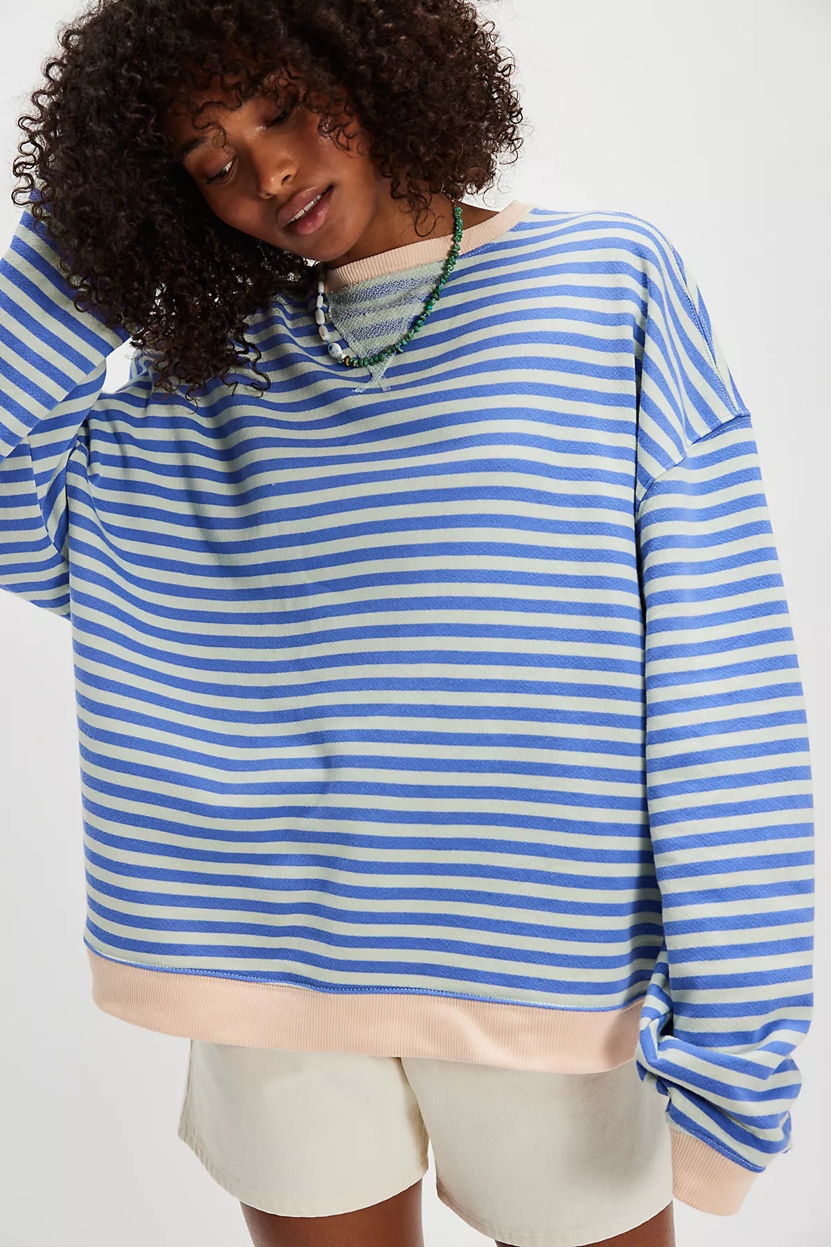 We The Free Classic Striped Oversized Crewneck