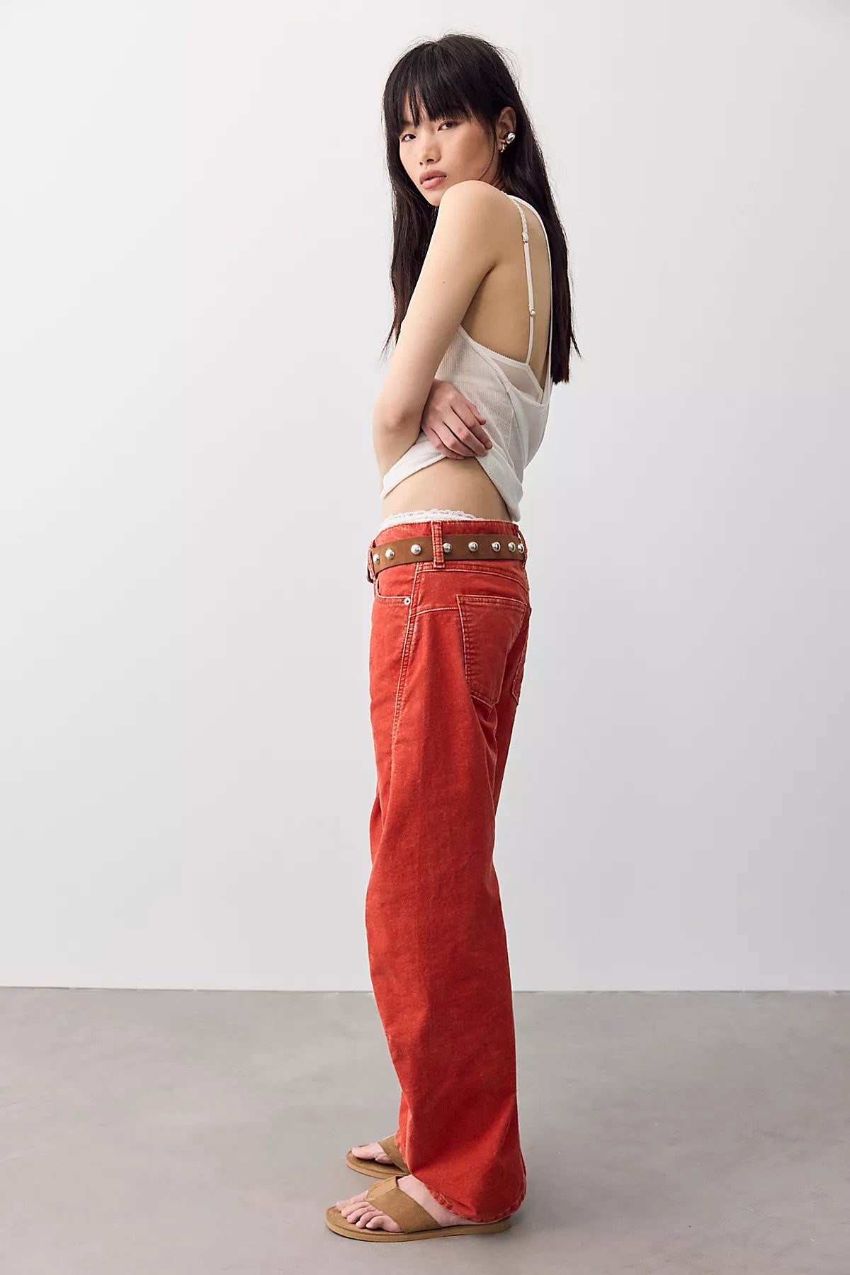 We The Free Fable Washed Cord Low-Rise Twisted Bowed Jeans