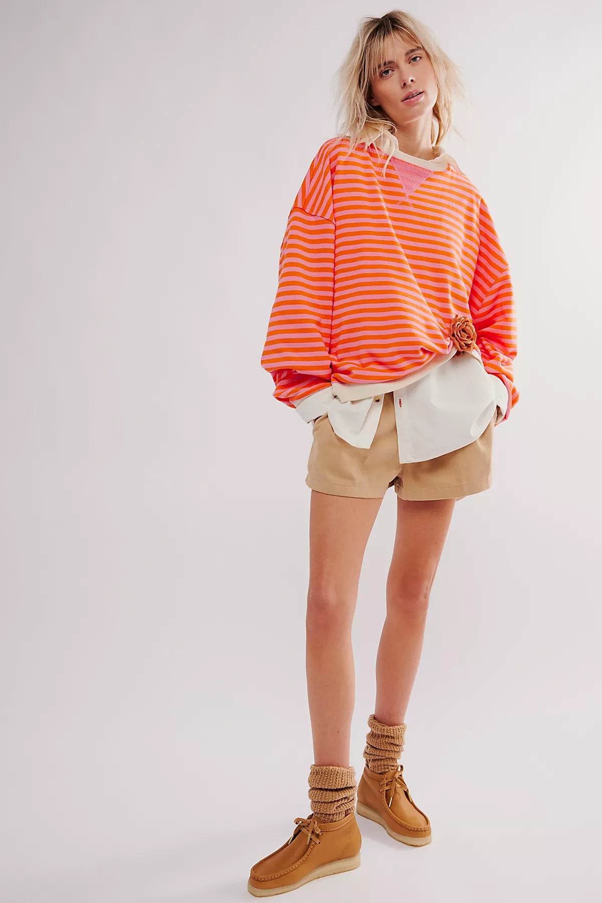 We The Free Classic Striped Oversized Crewneck