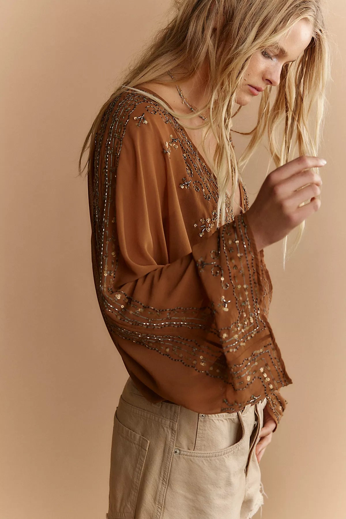 Calla Embellished Cape Top