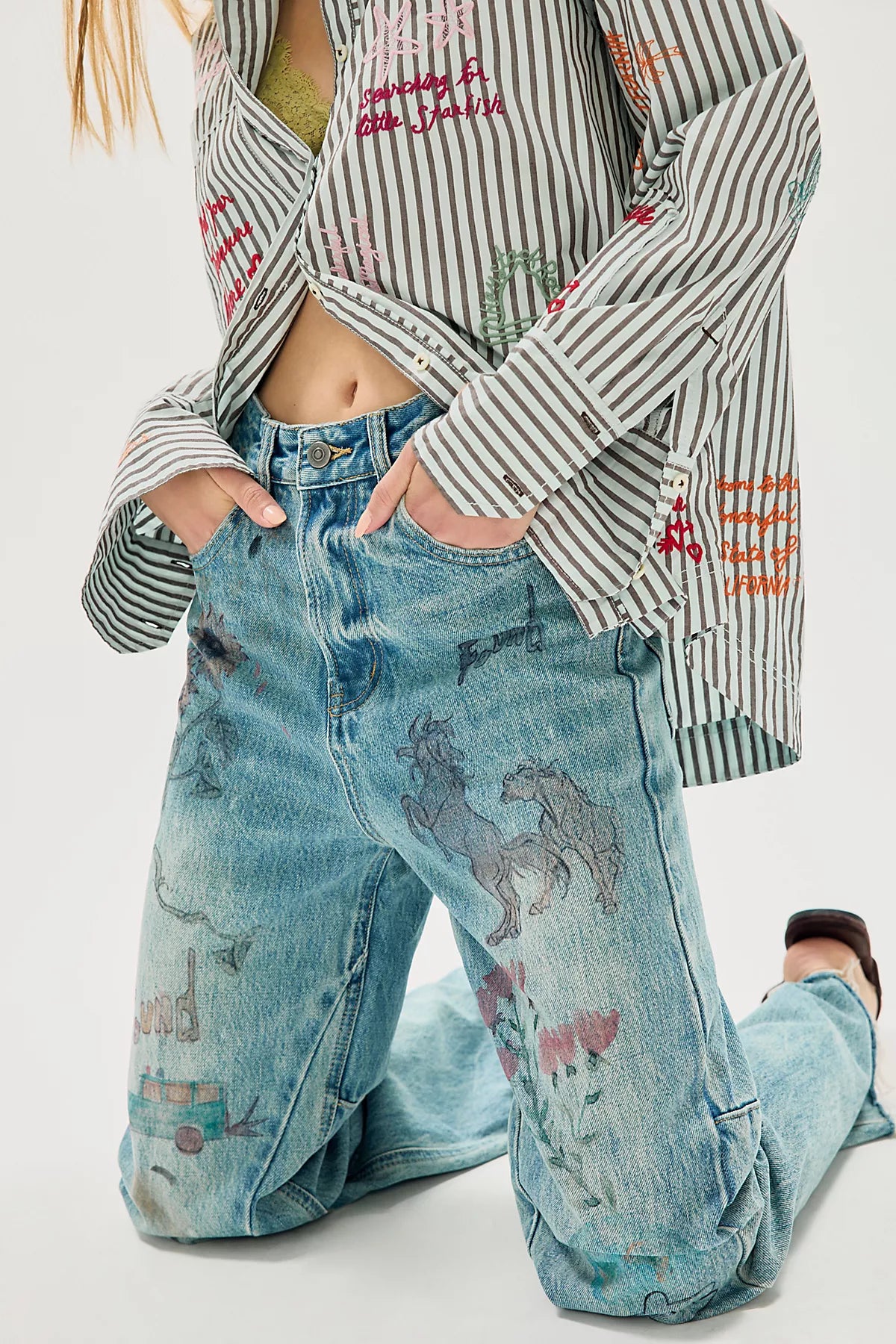 Found Hand Art Jeans