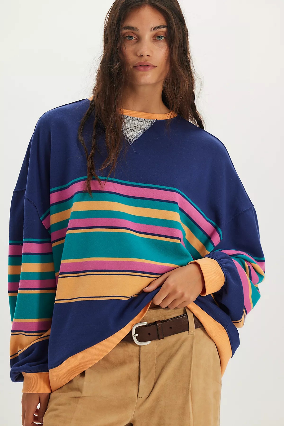 We The Free Classic Striped Oversized Crewneck