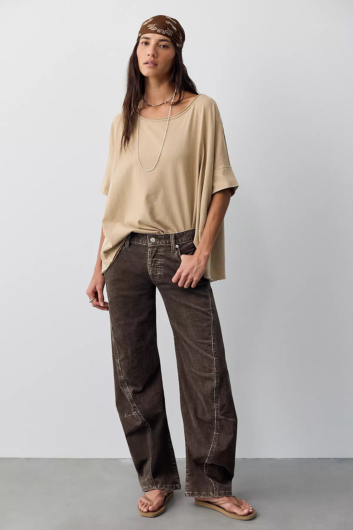 We The Free Fable Washed Cord Low-Rise Twisted Bowed Jeans