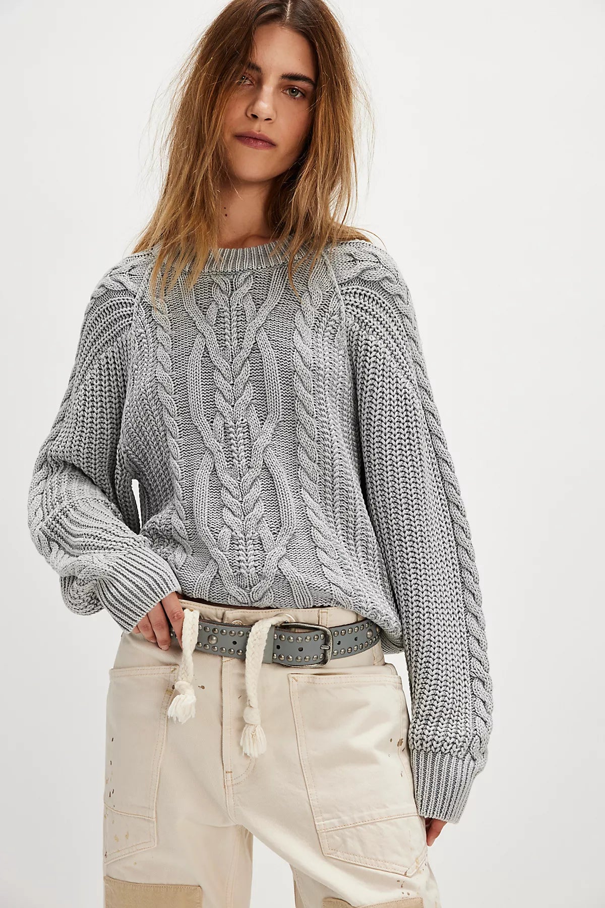 Frankie Cable Knit Cotton Sweater