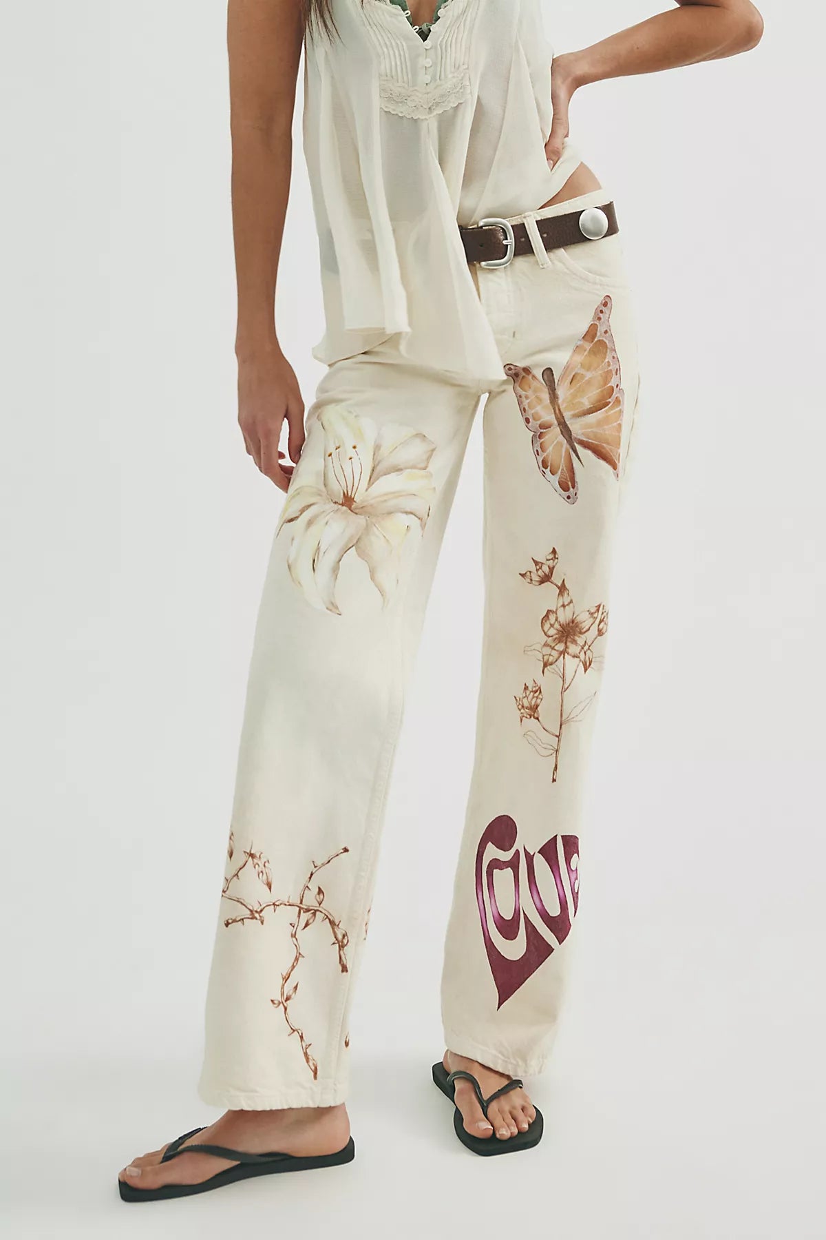 FP X Juliet Johnstone Hand-Painted Tennessee Low-Rise Boyfriend Jeans