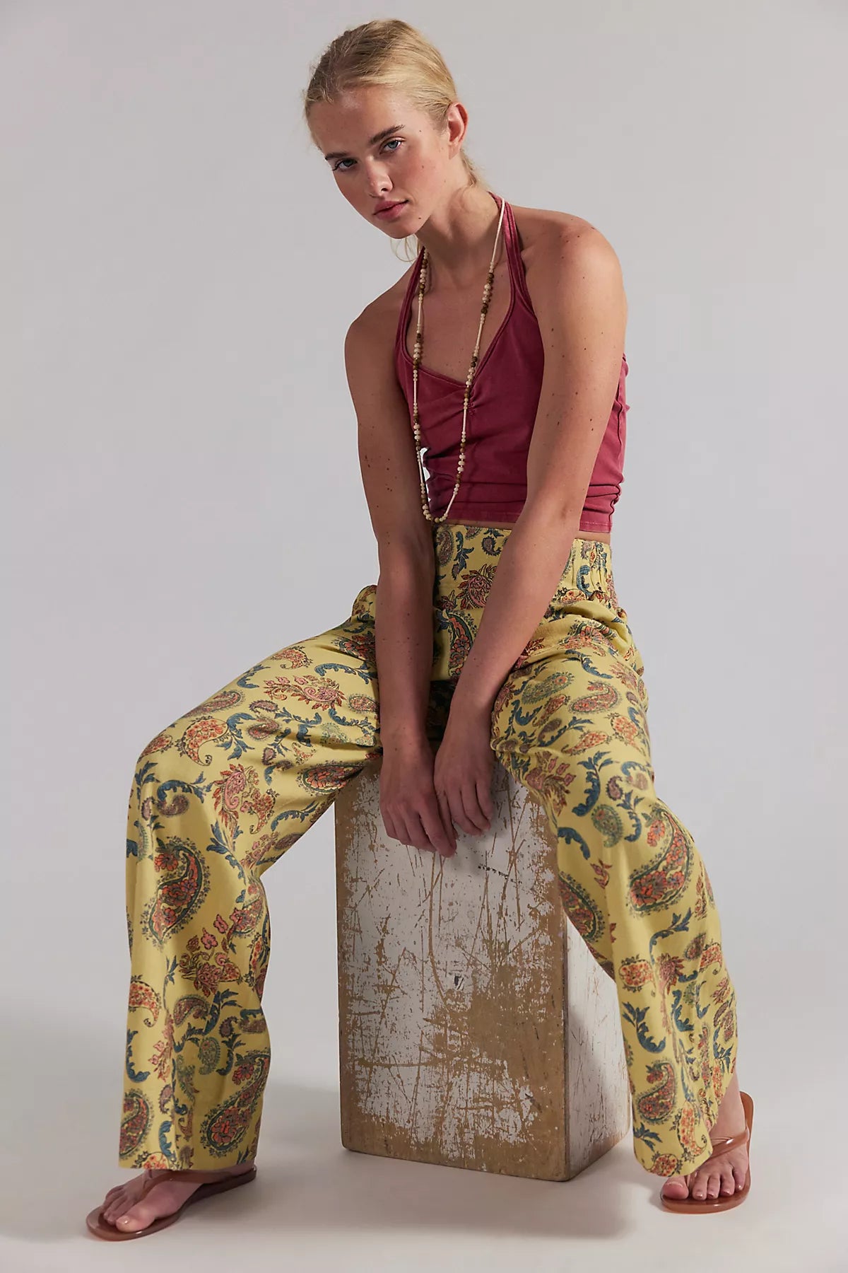 We The Free Breezy Printed Denim Pull-On Jeans