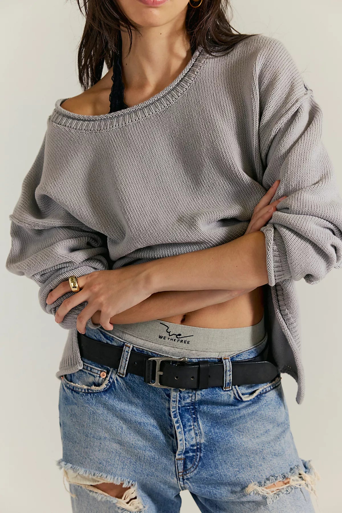 We The Free Ella Roll-Neck Cotton Knit Sweater