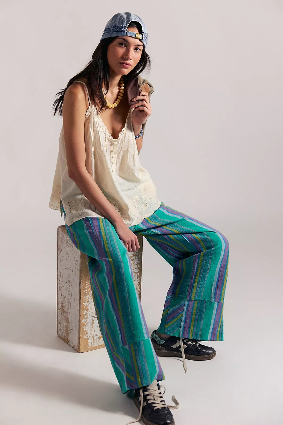 Day's End Linen Striped Pull-On Pants
