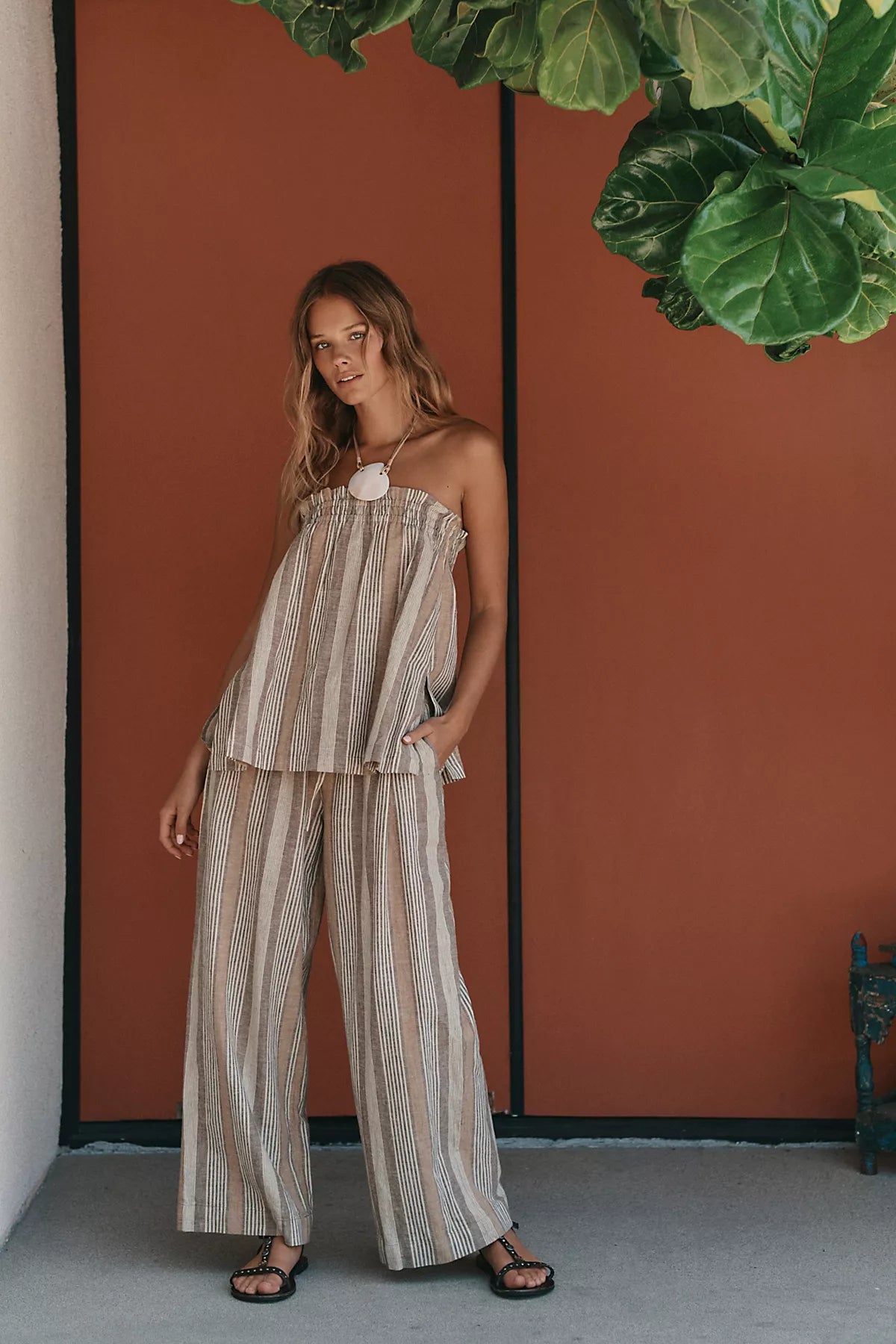Corfu Striped Cotton-Linen Set