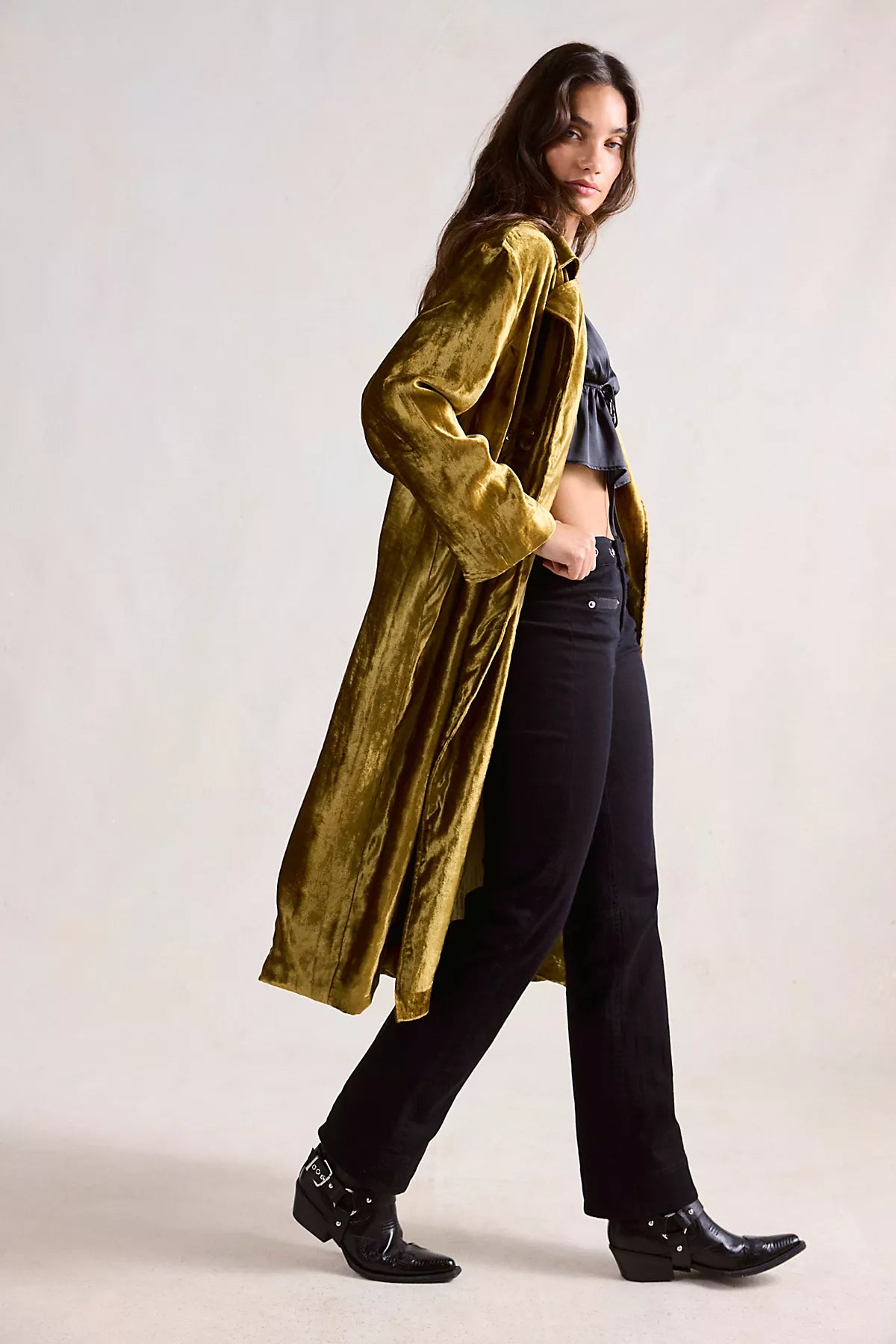 Denim And Bone Velvet Duster