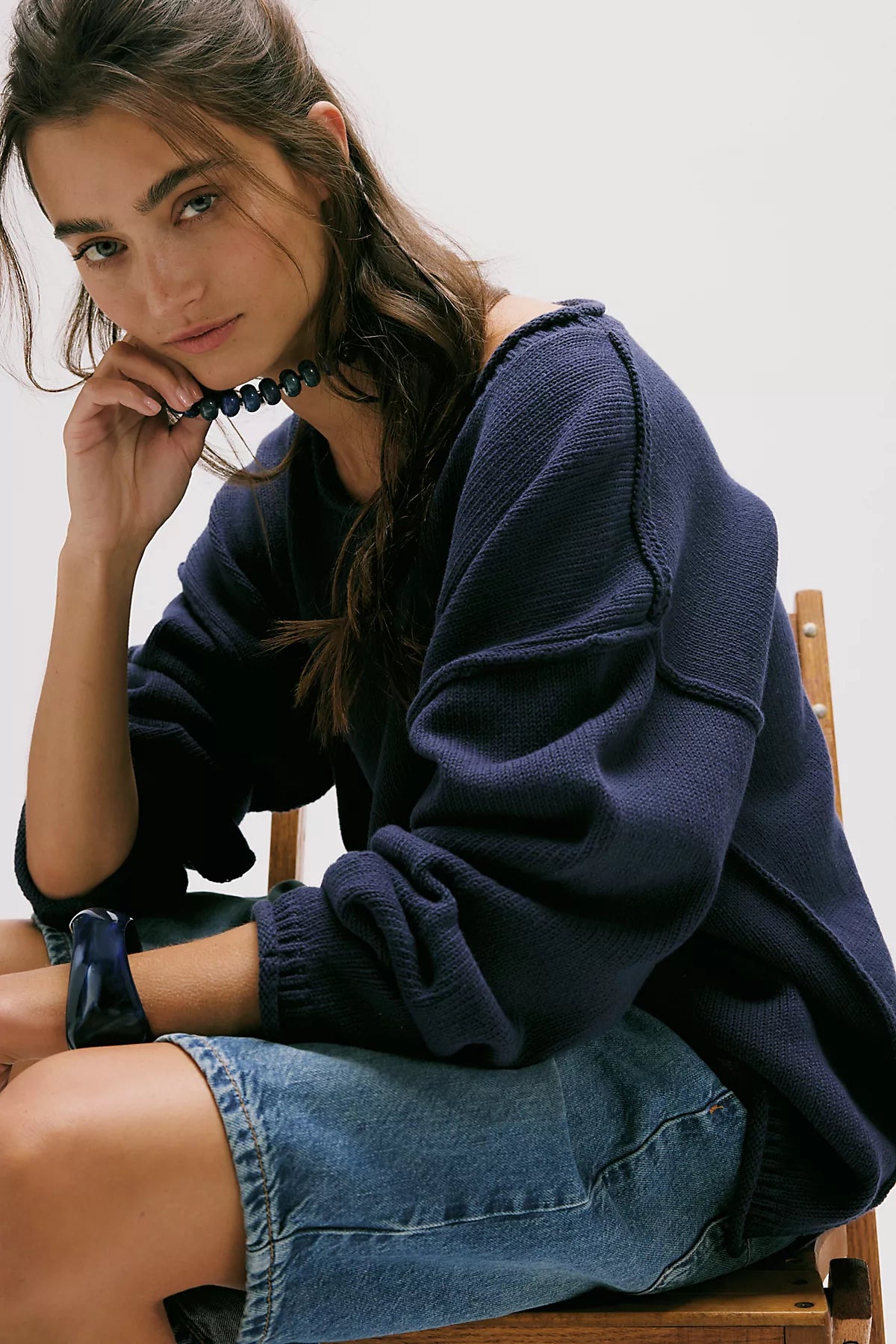 We The Free Ella Roll-Neck Cotton Knit Sweater