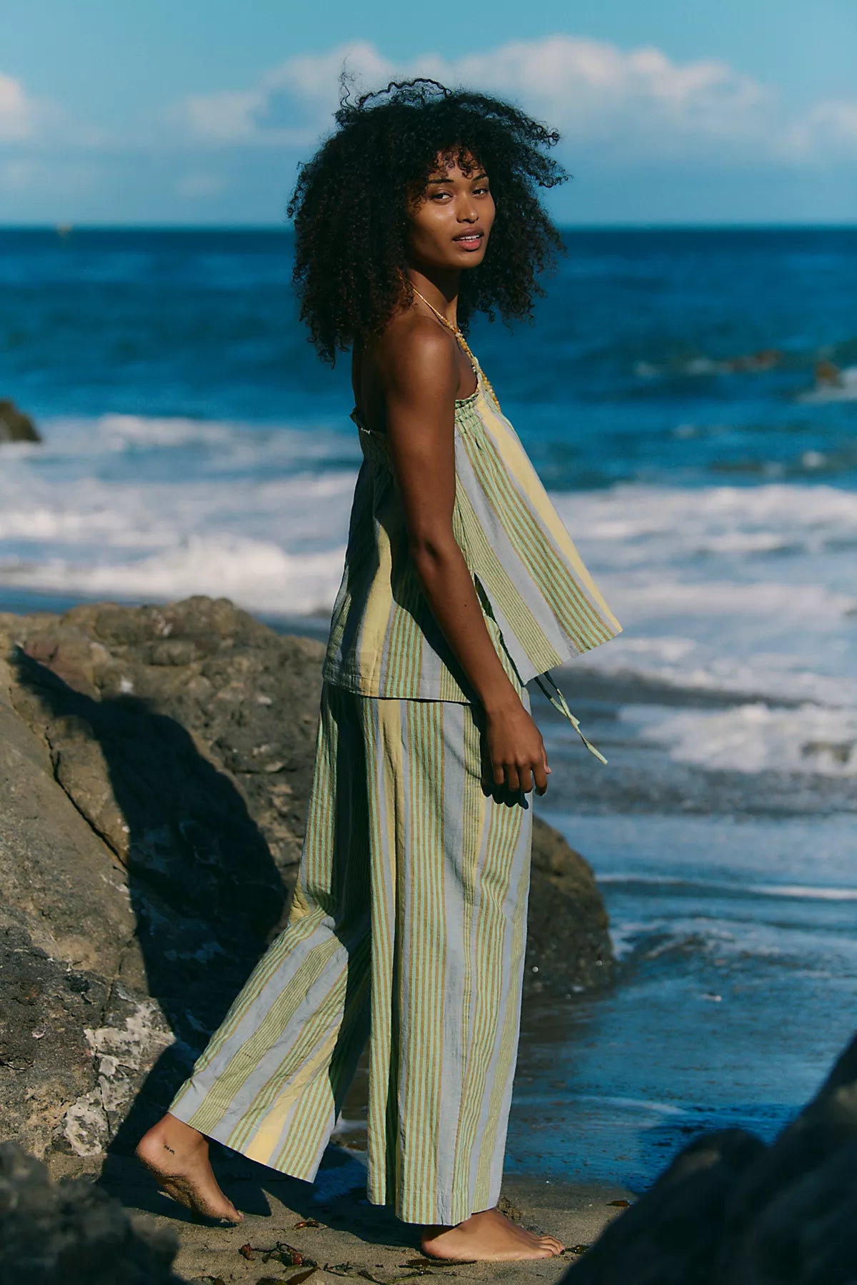 Corfu Striped Cotton-Linen Set