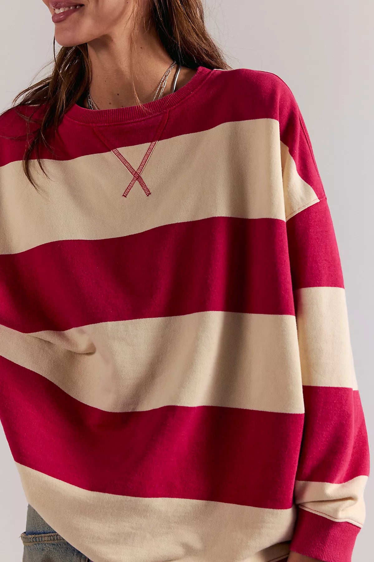 We The Free Classic Striped Oversized Crewneck