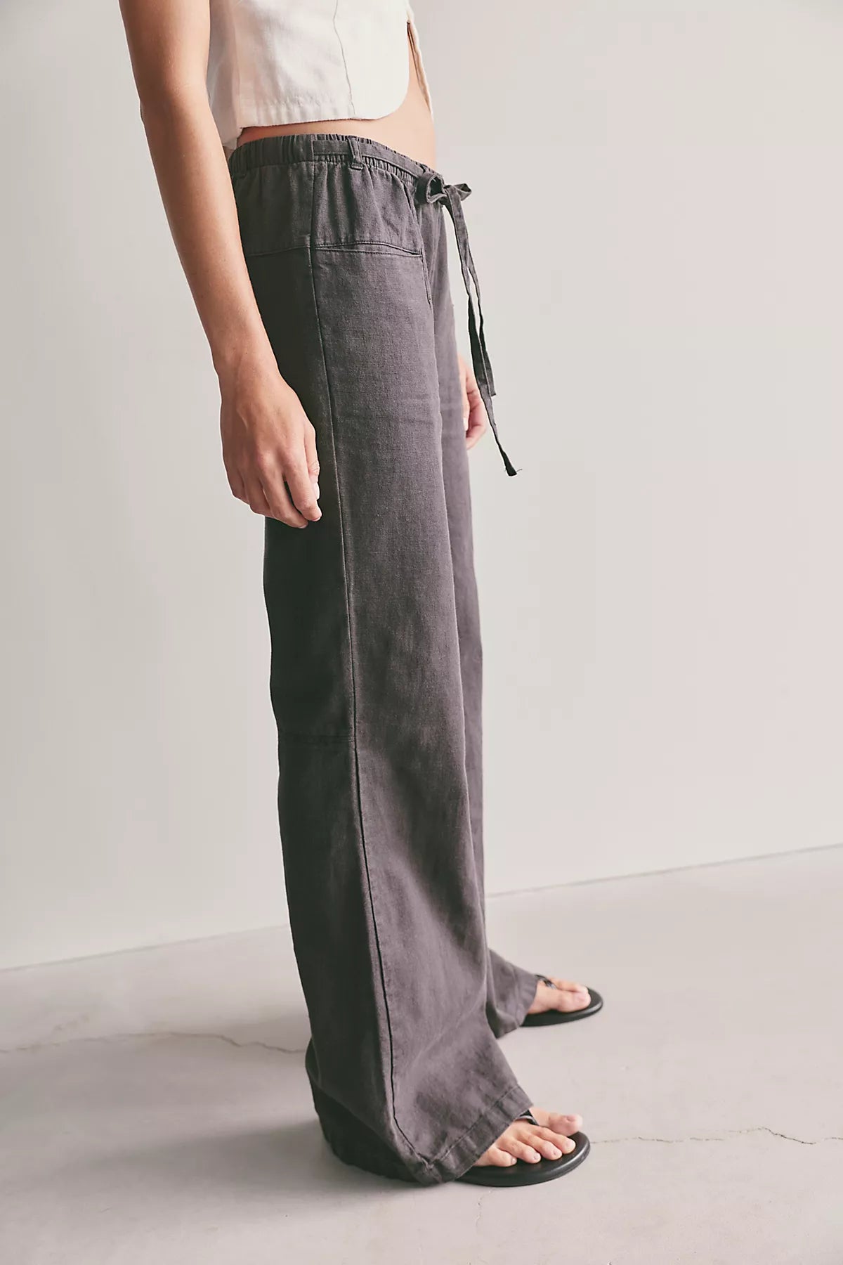 Break The Ice Linen Slouch Flare Pants